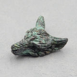 African Turquoise Wolf Head Pendant, Semiprecious Jewelry
