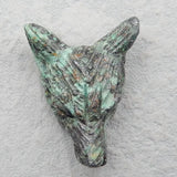 African Turquoise Wolf Head Pendant, Semiprecious Jewelry