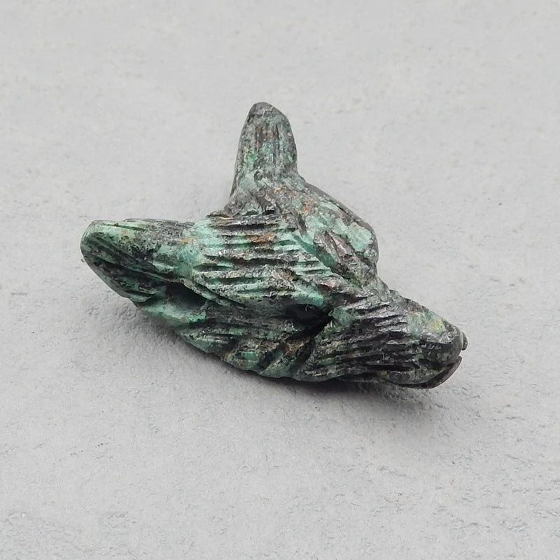 African Turquoise Wolf Head Pendant, Semiprecious Jewelry