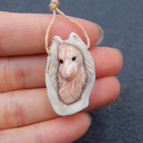 Natural Stone Pink Agate Carved Wolf Pendant Bead 30x19x15mm