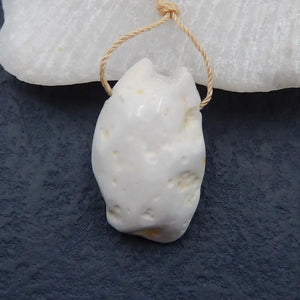 Natural Stone Pink Agate Carved Wolf Pendant Bead 30x19x15mm