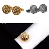 Greek Royal Pattern Cufflinks Antique Silver Color - High-end Men's Jewelry