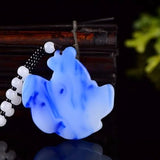 Jade Goldfish Pendant Green Beads Necklace Chinese Jadeite Jewellery