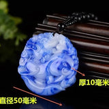 Carved Jade Pixiu Pendant Chinese Green Beads Necklace Charm Jadeite Jewellery