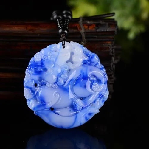 Carved Jade Pixiu Pendant Chinese Green Beads Necklace Charm Jadeite Jewellery