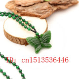 Butterfly Jade Pendant Necklace Chinese Green Beads Jadeite Charm