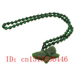 Butterfly Jade Pendant Necklace Chinese Green Beads Jadeite Charm