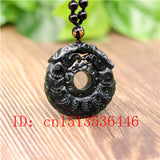Chinese Green Jade Dragon Pendant Necklace Lucky Amulet for Man