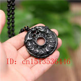 Chinese Green Jade Dragon Pendant Necklace Lucky Amulet for Man