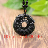 Chinese Green Jade Dragon Pendant Necklace Lucky Amulet for Man