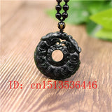 Chinese Green Jade Dragon Pendant Necklace Lucky Amulet for Man