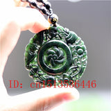 Chinese Green Jade Windmill Pendant Necklace for Men
