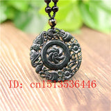 Chinese Green Jade Windmill Pendant Necklace for Men