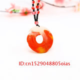 Chinese Rune Jade Pendant Charm Amulet Necklace