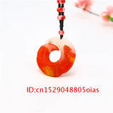 Chinese Rune Jade Pendant Charm Amulet Necklace