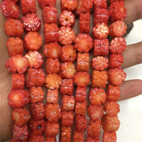 Carved Coral Flower Natural Stone Loose Beads 7*12-8*10MM