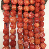 Carved Coral Flower Natural Stone Loose Beads 7*12-8*10MM