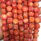 Carved Coral Flower Natural Stone Loose Beads 7*12-8*10MM
