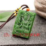 Dragon Guanyin Jade Pendant Green Bodhisattva Necklace Charm Jadeite M02