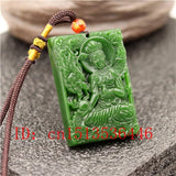 Dragon Guanyin Jade Pendant Green Bodhisattva Necklace Charm Jadeite M02