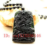 Dragon Jade Pendant Chinese Green Necklace Lucky Amulet