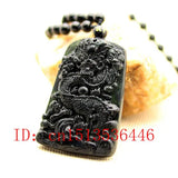 Dragon Jade Pendant Chinese Green Necklace Lucky Amulet