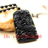Dragon Jade Pendant Chinese Green Necklace Lucky Amulet