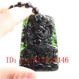 Dragon Jade Pendant Chinese Green Necklace Lucky Amulet