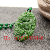 Dragon Jade Pendant Green Beads Necklace Charm Jadeite Jewellery for Men
