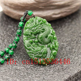 Dragon Jade Pendant Green Beads Necklace Charm Jadeite Jewellery for Men