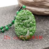 Dragon Jade Pendant Green Beads Necklace Charm Jadeite Jewellery for Men