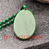Dragon Jade Pendant Green Beads Necklace Charm Jadeite Jewellery for Men