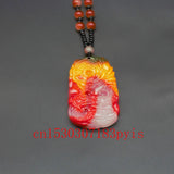 Carved Dragon Natural Jade Pendant Necklace Bead Chinese Charm Jewelry Amulet