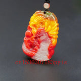 Carved Dragon Natural Jade Pendant Necklace Bead Chinese Charm Jewelry Amulet