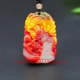 Carved Dragon Natural Jade Pendant Necklace Bead Chinese Charm Jewelry Amulet