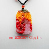 Carved Dragon Natural Jade Pendant Necklace Bead Chinese Charm Jewelry Amulet