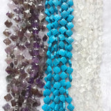 Carved Faceted Amethyst Quartz Turquoise 4 Leaf Clover Bead DIY Flower Bracelet