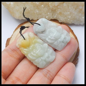 Carved Flower Stone Earrings For Women 31x19x5mm