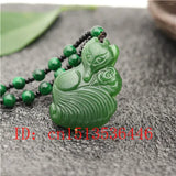 Carved Fox Rose Jade Pendant Beads Necklace Charm Jadeite Jewellery