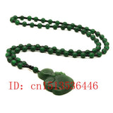 Carved Fox Rose Jade Pendant Beads Necklace Charm Jadeite Jewellery