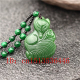 Carved Fox Rose Jade Pendant Beads Necklace Charm Jadeite Jewellery