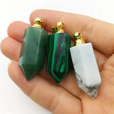 Gemstone Perfume Bottle Pendant Natural Turquoise Tiger Eye Unakite Sodalite