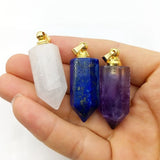 Gemstone Perfume Bottle Pendant Natural Turquoise Tiger Eye Unakite Sodalite