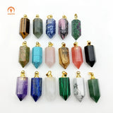 Gemstone Perfume Bottle Pendant Natural Turquoise Tiger Eye Unakite Sodalite
