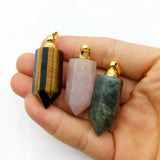 Gemstone Perfume Bottle Pendant Natural Turquoise Tiger Eye Unakite Sodalite