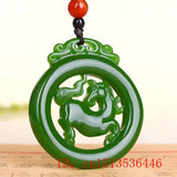 Green Jade Horse Pendant Necklace Charm Jadeite Jewellery Lucky Amulet