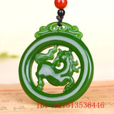 Green Jade Horse Pendant Necklace Charm Jadeite Jewellery Lucky Amulet