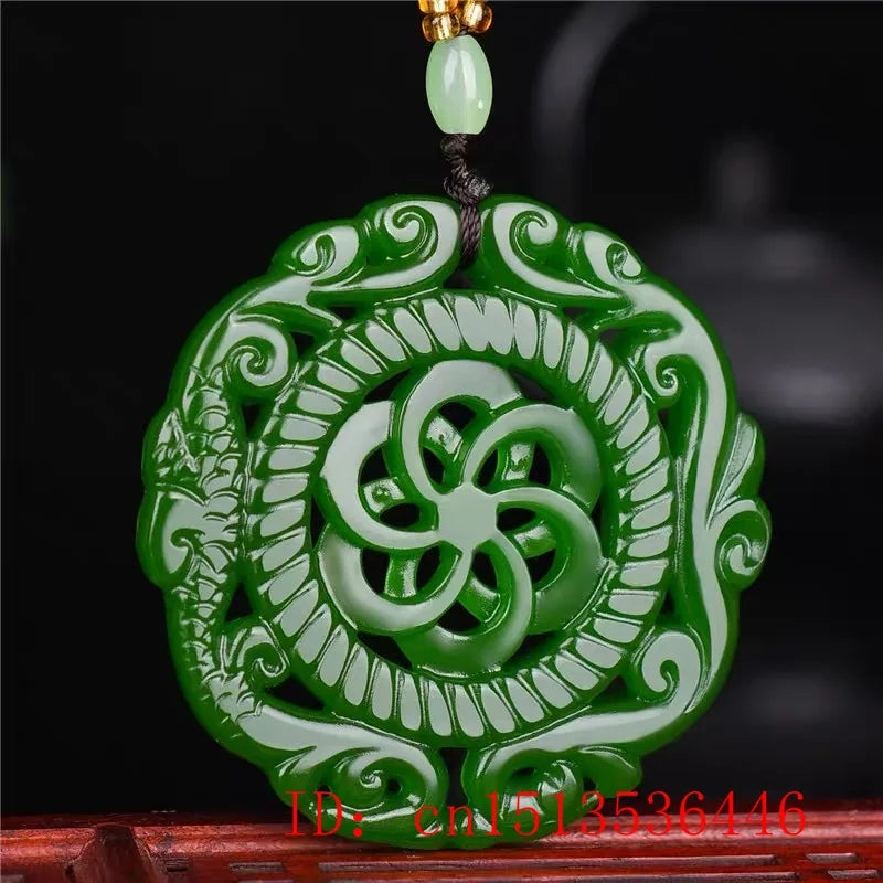 Green Jade Windmill Pendant Necklace Charm Jadeite Lucky Amulet