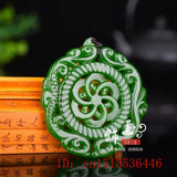 Green Jade Windmill Pendant Necklace Charm Jadeite Lucky Amulet