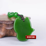 Green Jade Fox Pendant Chinese Necklace Jadeite Jewellery Lucky Woman Amulet